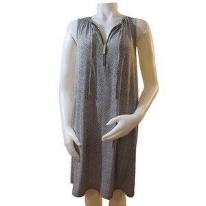 Michael Kors Women’s Sun Dress White Olive Green Size Large Sleeveless Pre‑Owned